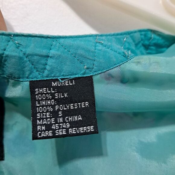 Vintage Mureli Floral Print Silk Studded Zip-Up Oversized Lightweight Jacket Sm - Picture 10 of 17